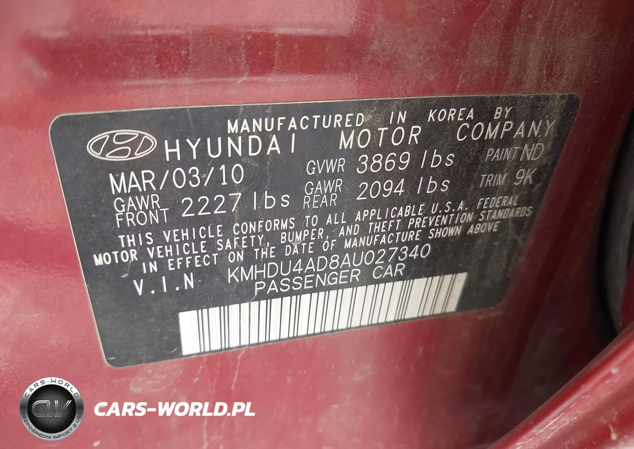 2010 Hyundai Elantra Gls VIN:KMHDU4AD8AU027340 - 9