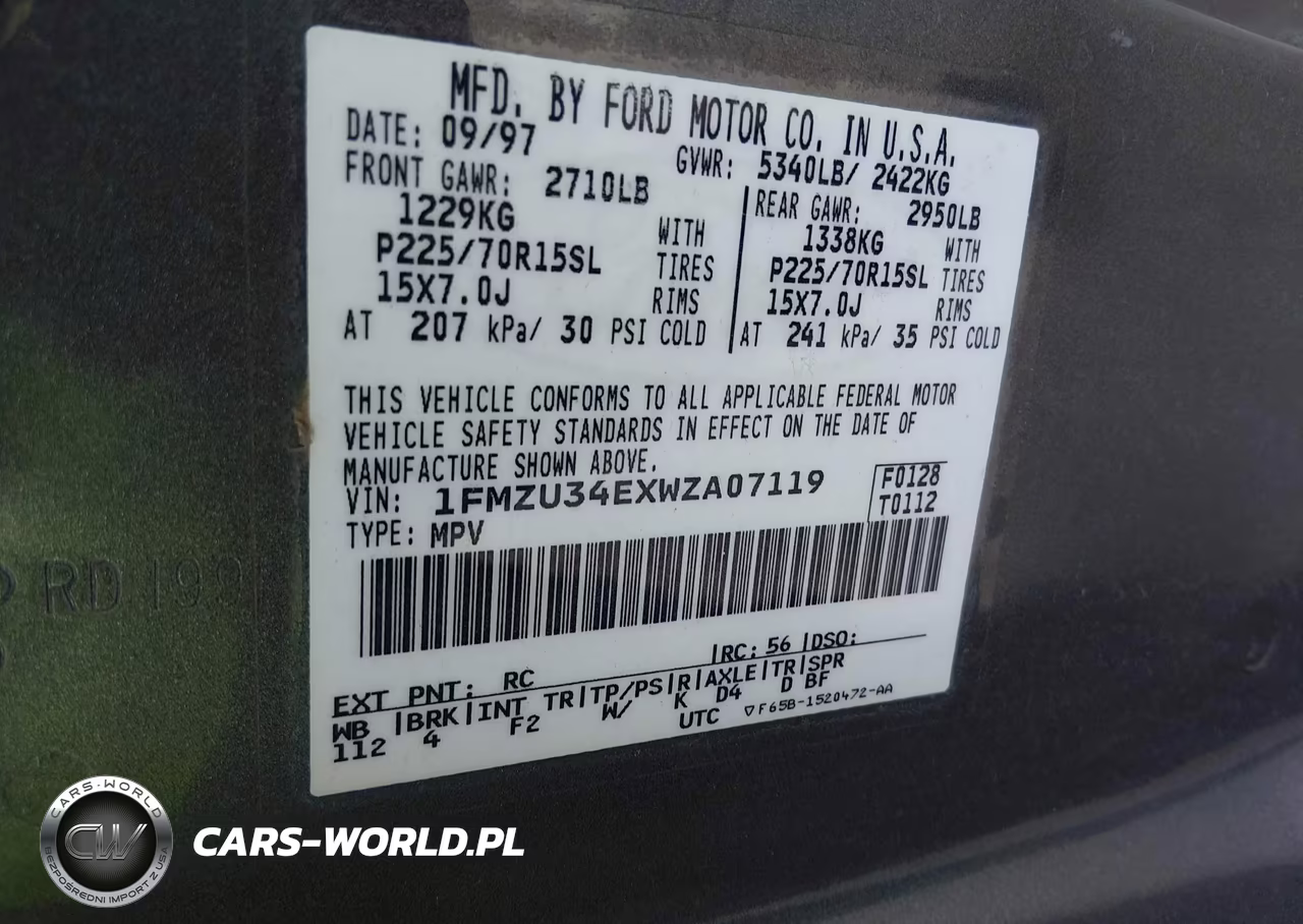 1998 Ford Explorer VIN:1FMZU34EXWZA07119 - 9