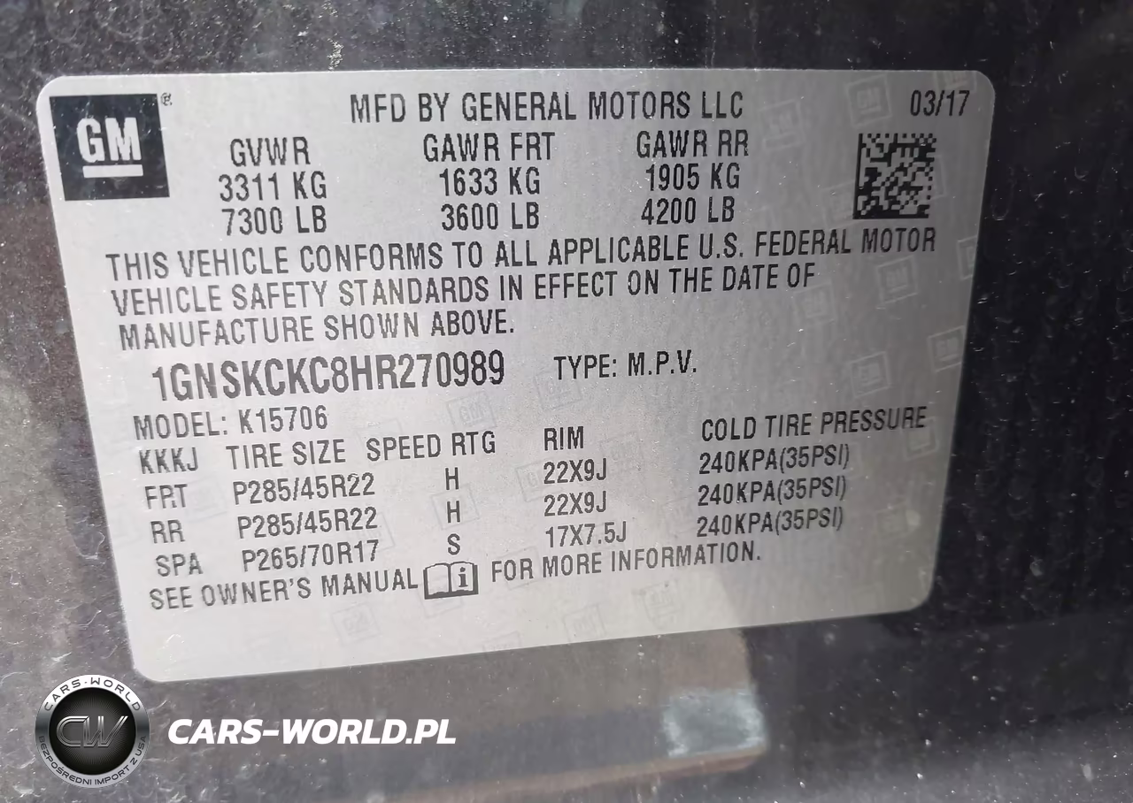 2017 Chevrolet Tahoe Premier VIN:1GNSKCKC8HR270989 - 9