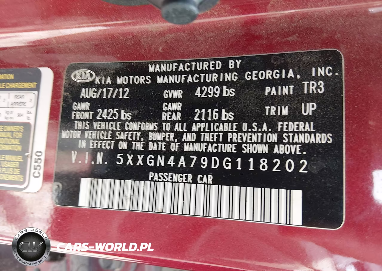 2013 Kia Optima Ex VIN:5XXGN4A79DG118202 - 9