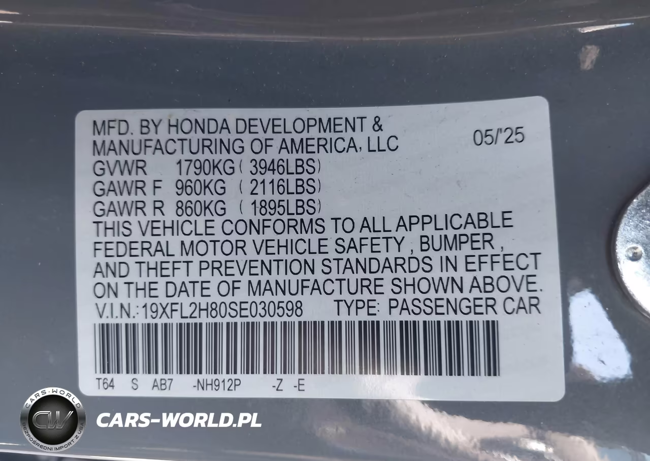 2025 Honda Civic Sedan Sport VIN:19XFL2H80SE030598 - 9