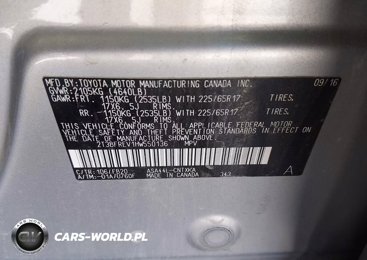 2017 Toyota Rav4 Le VIN:2T3BFREV1HW550136 - 9