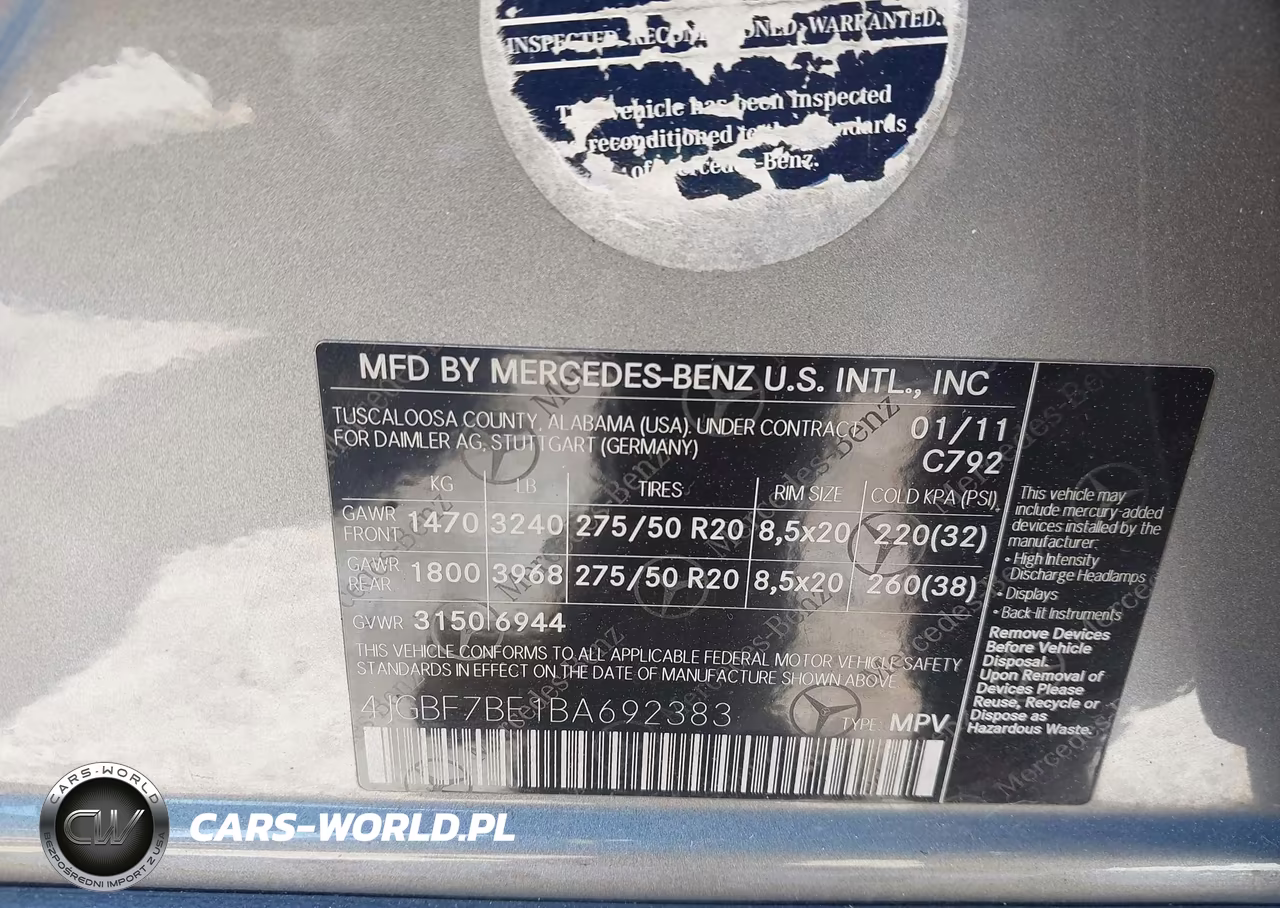 2011 Mercedes-Benz Gl 450 4Matic VIN:4JGBF7BE1BA692383 - 9