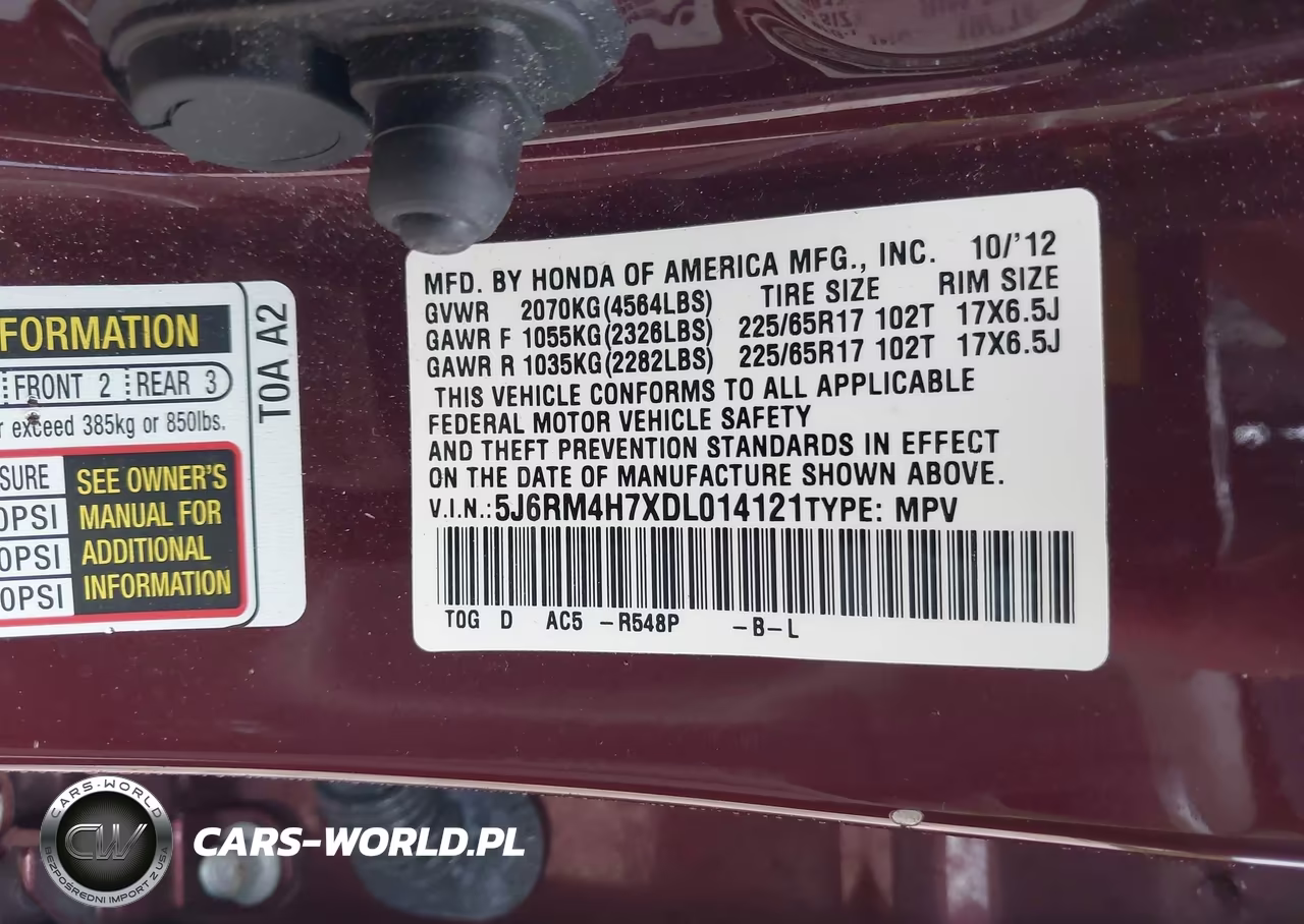 2013 Honda Cr-V Ex-L VIN:5J6RM4H7XDL014121 - 9