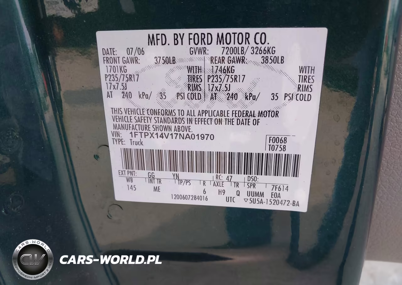 2007 Ford F-150 Fx4-Lariat-Xl-Xlt VIN:1FTPX14V17NA01970 - 9