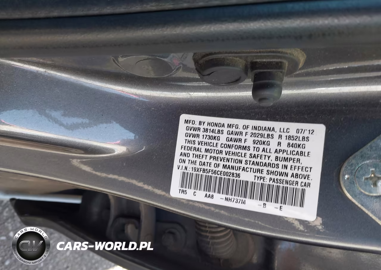 2012 Honda Civic Natural Gas VIN:19XFB5F56CE002836 - 9