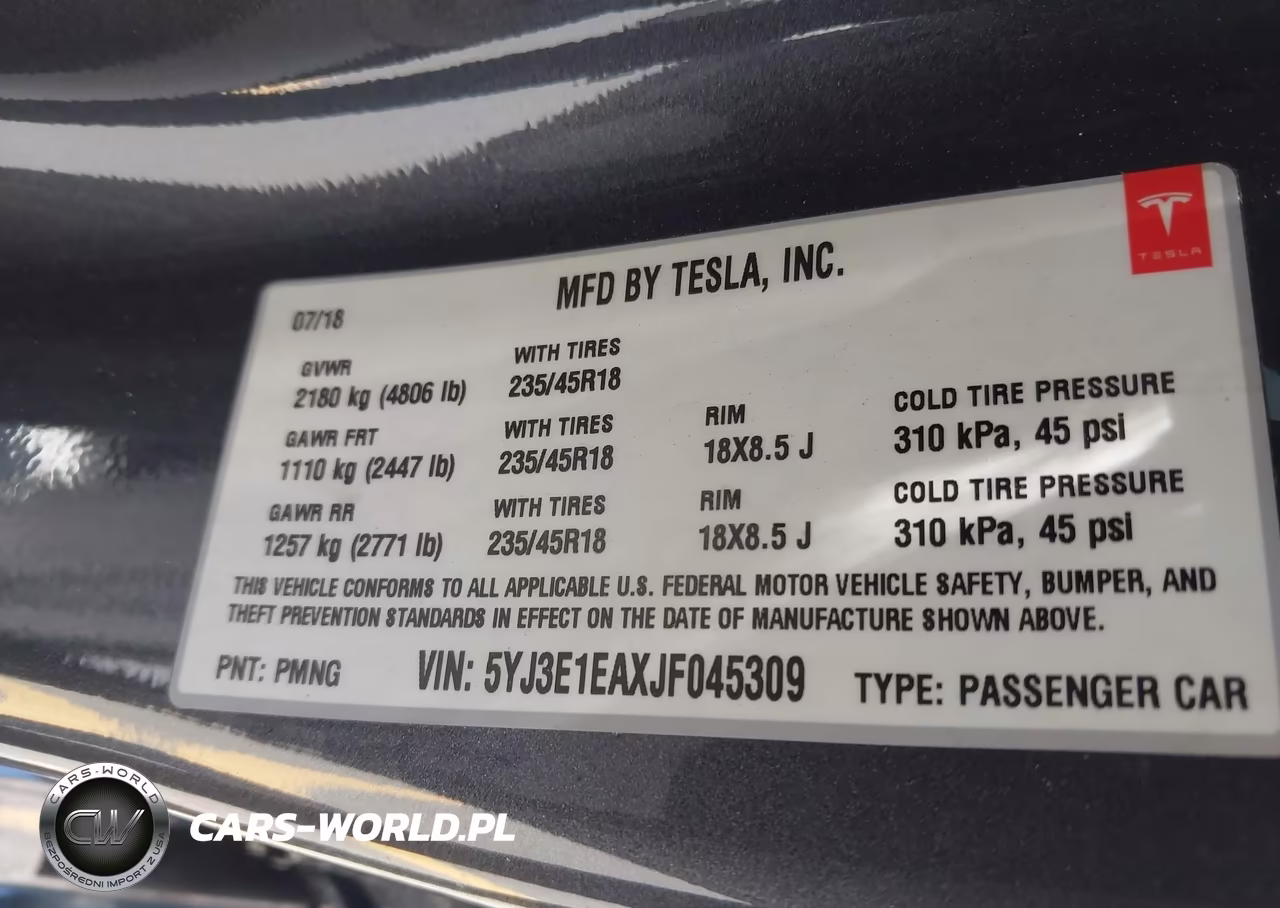 2018 Tesla Model 3 Long Range-Mid Range VIN:5YJ3E1EAXJF045309 - 9