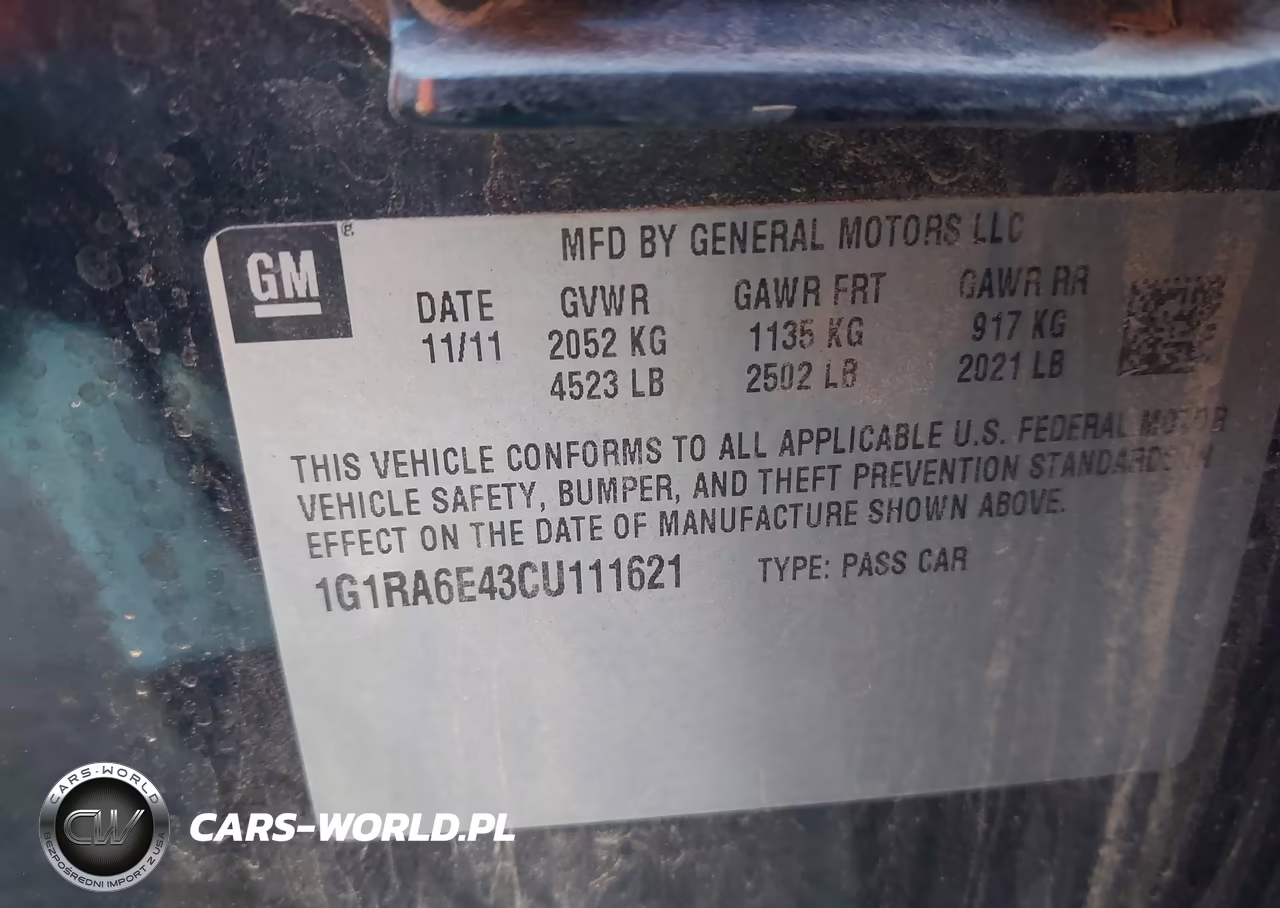 2012 Chevrolet Volt VIN:1G1RA6E43CU111621 - 9