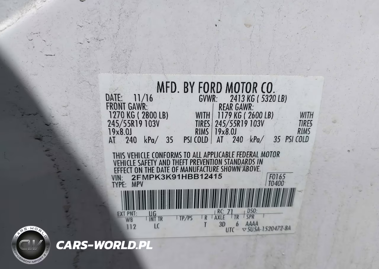 2017 Ford Edge Titanium VIN:2FMPK3K91HBB12415 - 9