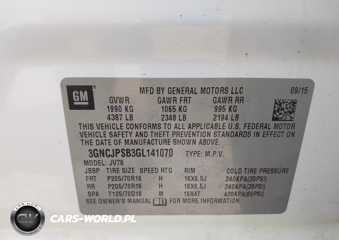 2016 Chevrolet Trax Lt VIN:3GNCJPSB3GL141070 - 9