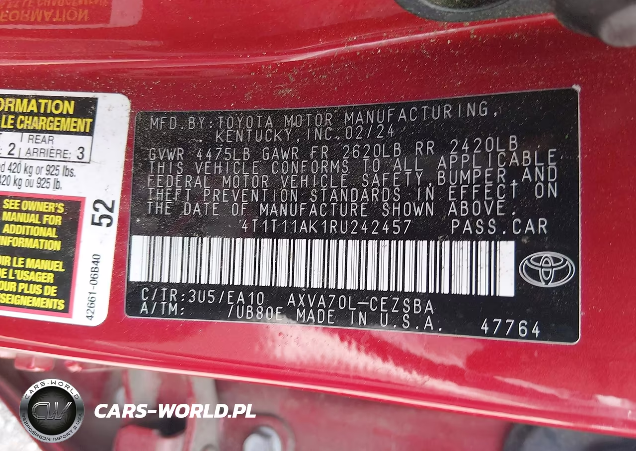 2024 Toyota Camry Se VIN:4T1T11AK1RU242457 - 9
