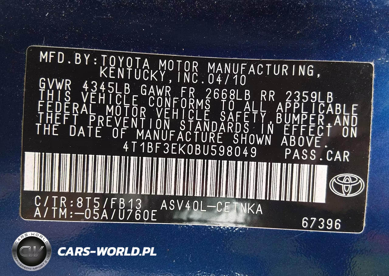 2011 Toyota Camry Le VIN:4T1BF3EK0BU598049 - 9