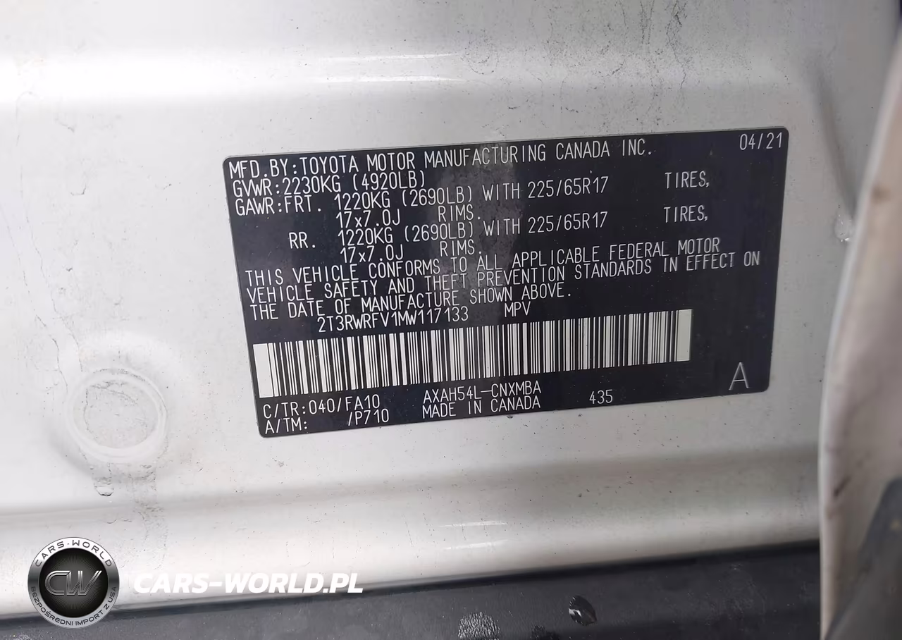 2021 Toyota Rav4 Hybrid Xle VIN:2T3RWRFV1MW117133 - 9