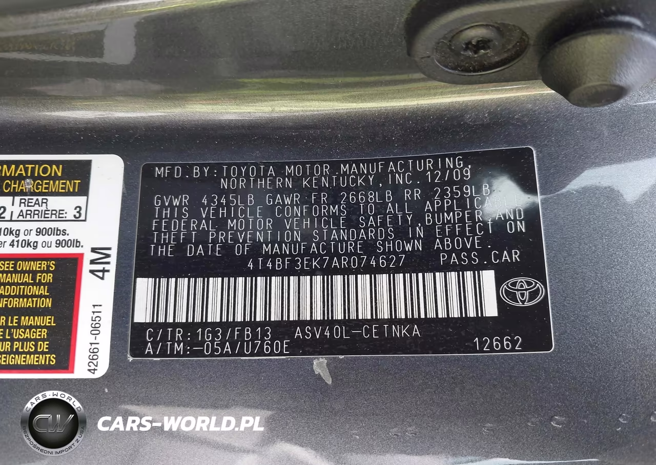 2010 Toyota Camry Le VIN:4T4BF3EK7AR074627 - 9