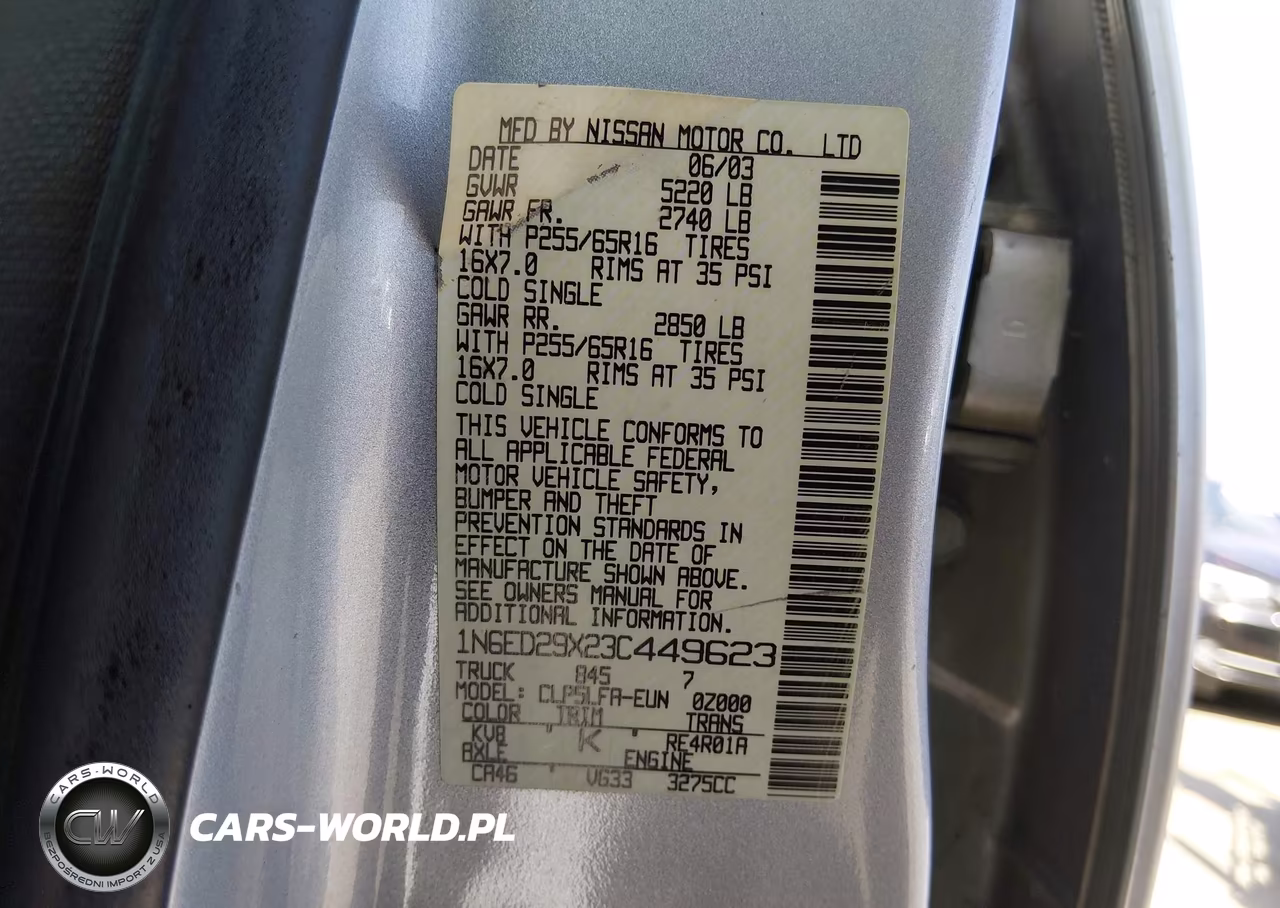 2003 Nissan Frontier Se-V6 VIN:1N6ED29X23C449623 - 9
