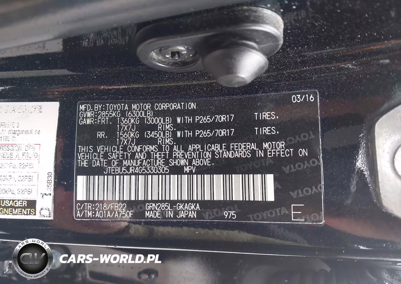 TOYOTA 4RUNNER SR VIN:JTEBU5JR4G5330305 - 9