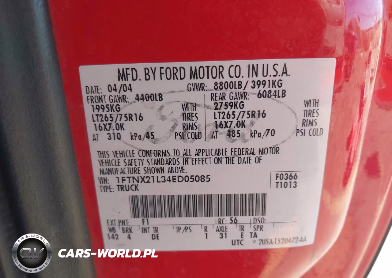 2004 Ford F-250 Lariat-Xl-Xlt VIN:1FTNX21L34ED05085 - 9