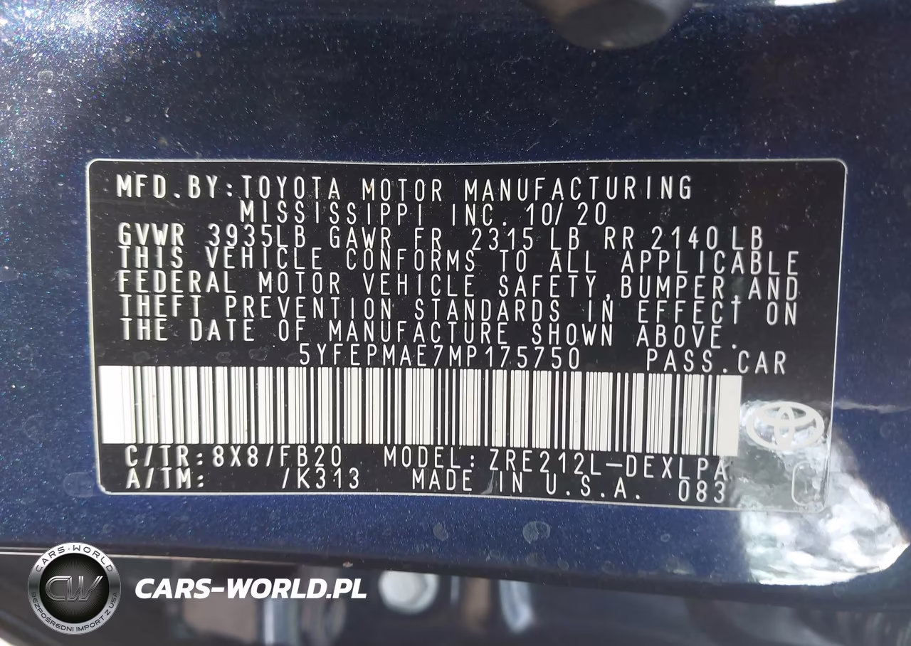 2021 Toyota Corolla Le VIN:5YFEPMAE7MP175750 - 9