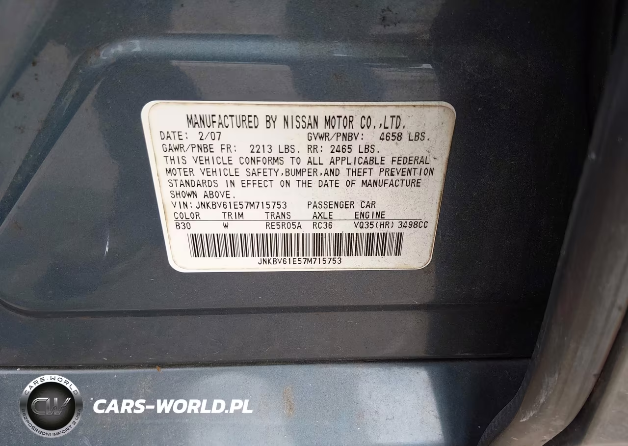 2007 Infiniti G35 Journey VIN:JNKBV61E57M715753 - 9