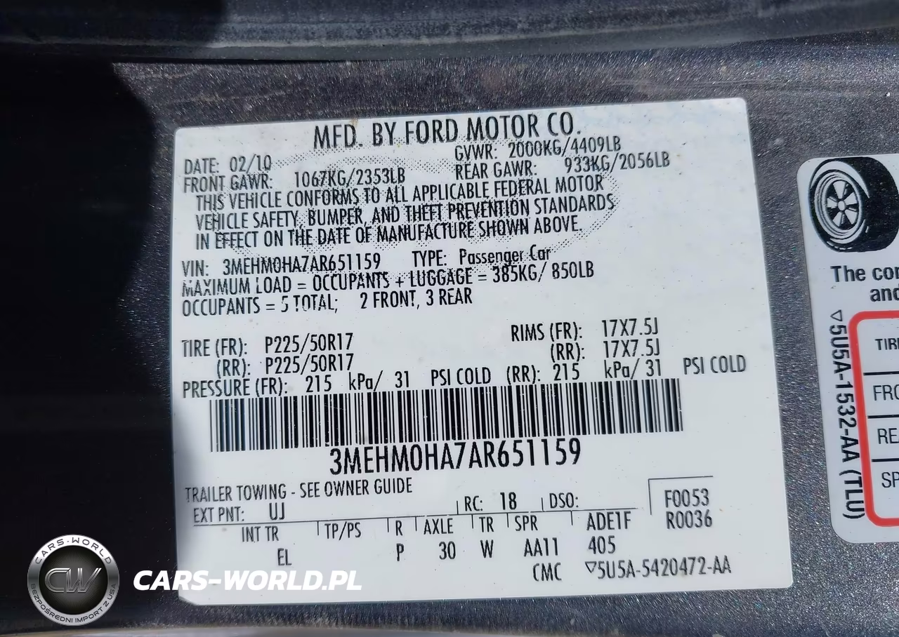 2010 Mercury Milan VIN:3MEHM0HA7AR651159 - 9