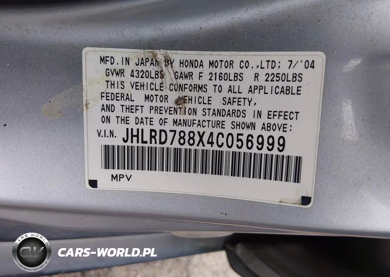2004 Honda Cr-V Ex VIN:JHLRD788X4C056999 - 9
