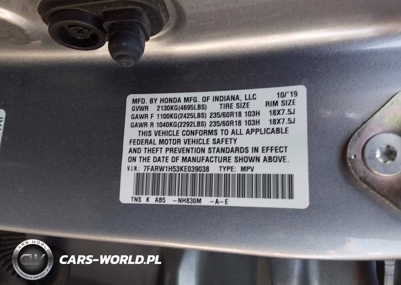 2019 Honda Cr-V Ex VIN:7FARW1H53KE039038 - 9