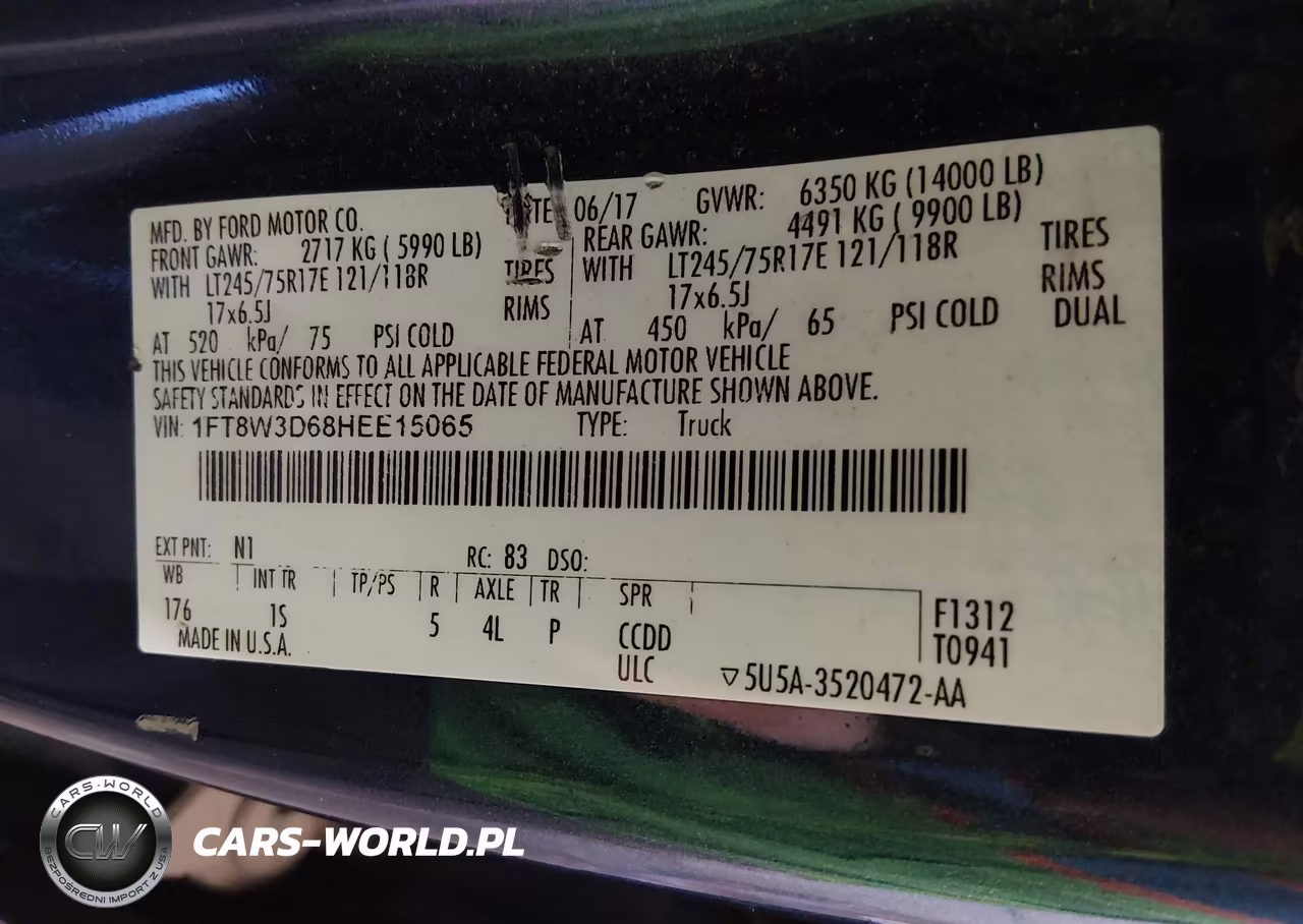2017 Ford F-350 Xl VIN:1FT8W3D68HEE15065 - 9