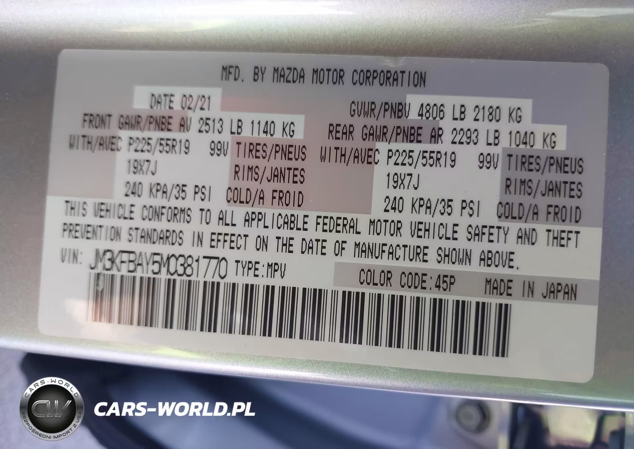 2021 Mazda Cx-5 Grand Touring Reserve VIN:JM3KFBAY5M0381770 - 9