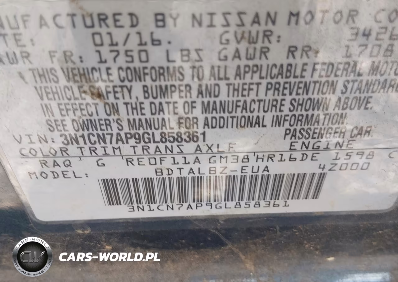 2016 Nissan Versa 1.6 Sv VIN:3N1CN7AP9GL858361 - 9