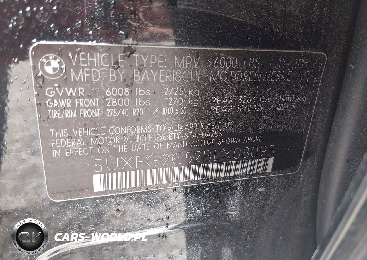 2011 BMW X6 xDrive35I VIN:5UXFG2C52BLX08095 - 9
