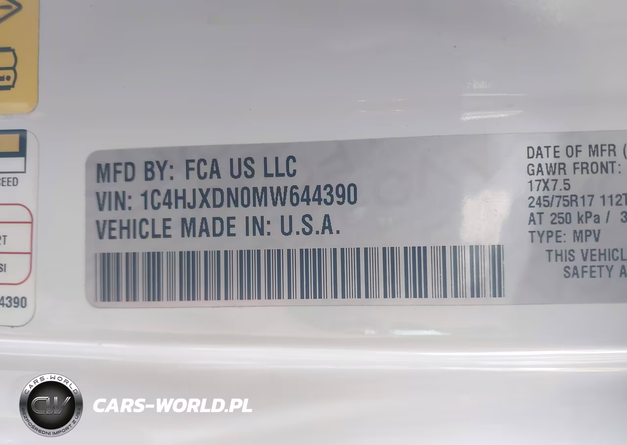 2021 Jeep Wrangler Unlimited Sport S 4X4 VIN:1C4HJXDN0MW644390 - 9