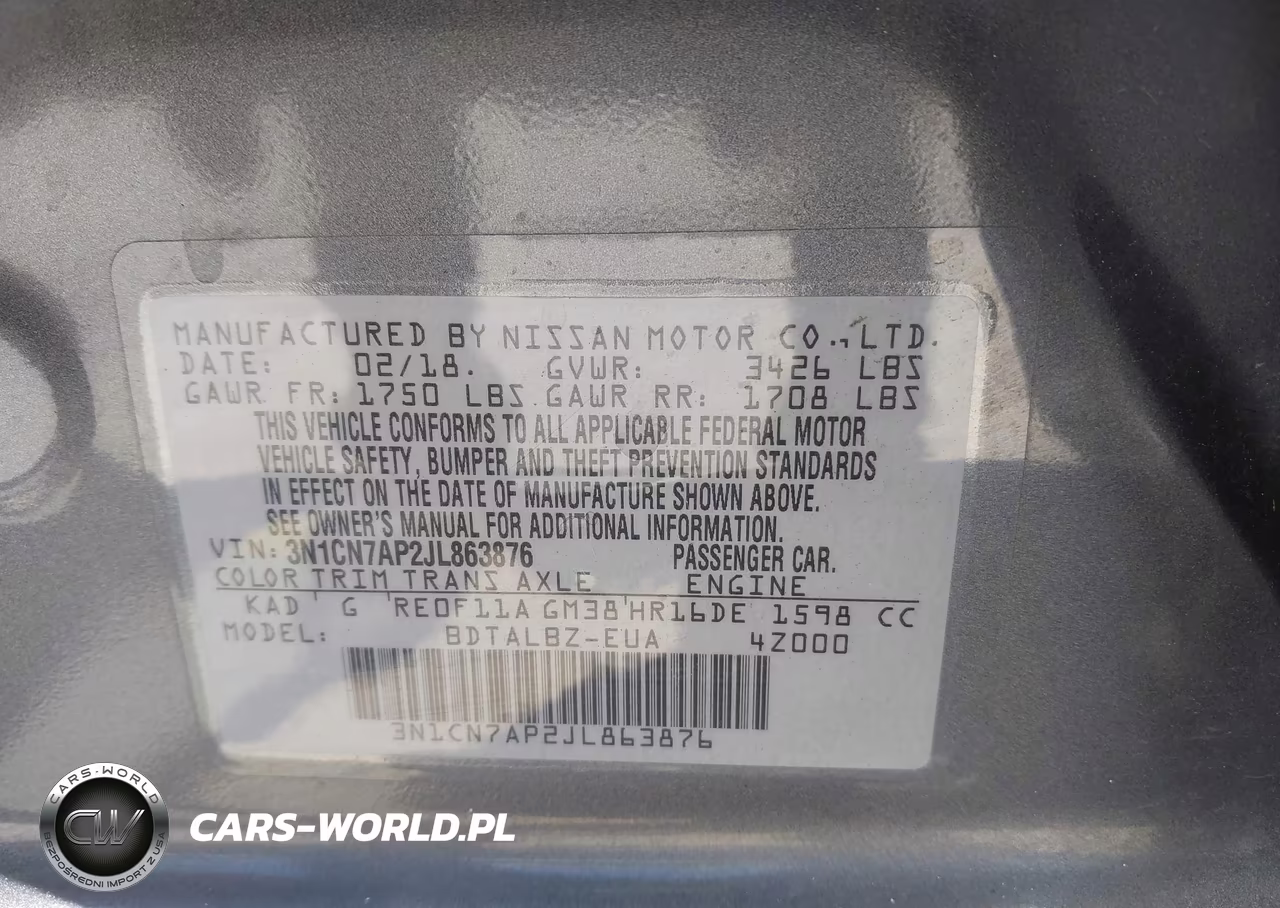 2018 Nissan Versa 1.6 Sv VIN:3N1CN7AP2JL863876 - 9