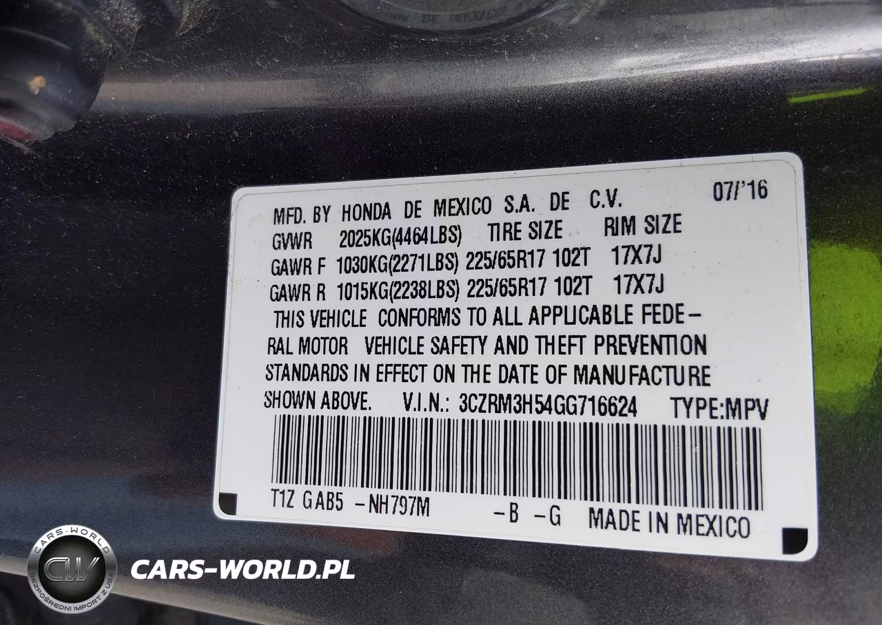 2016 Honda Cr-V Ex VIN:3CZRM3H54GG716624 - 9