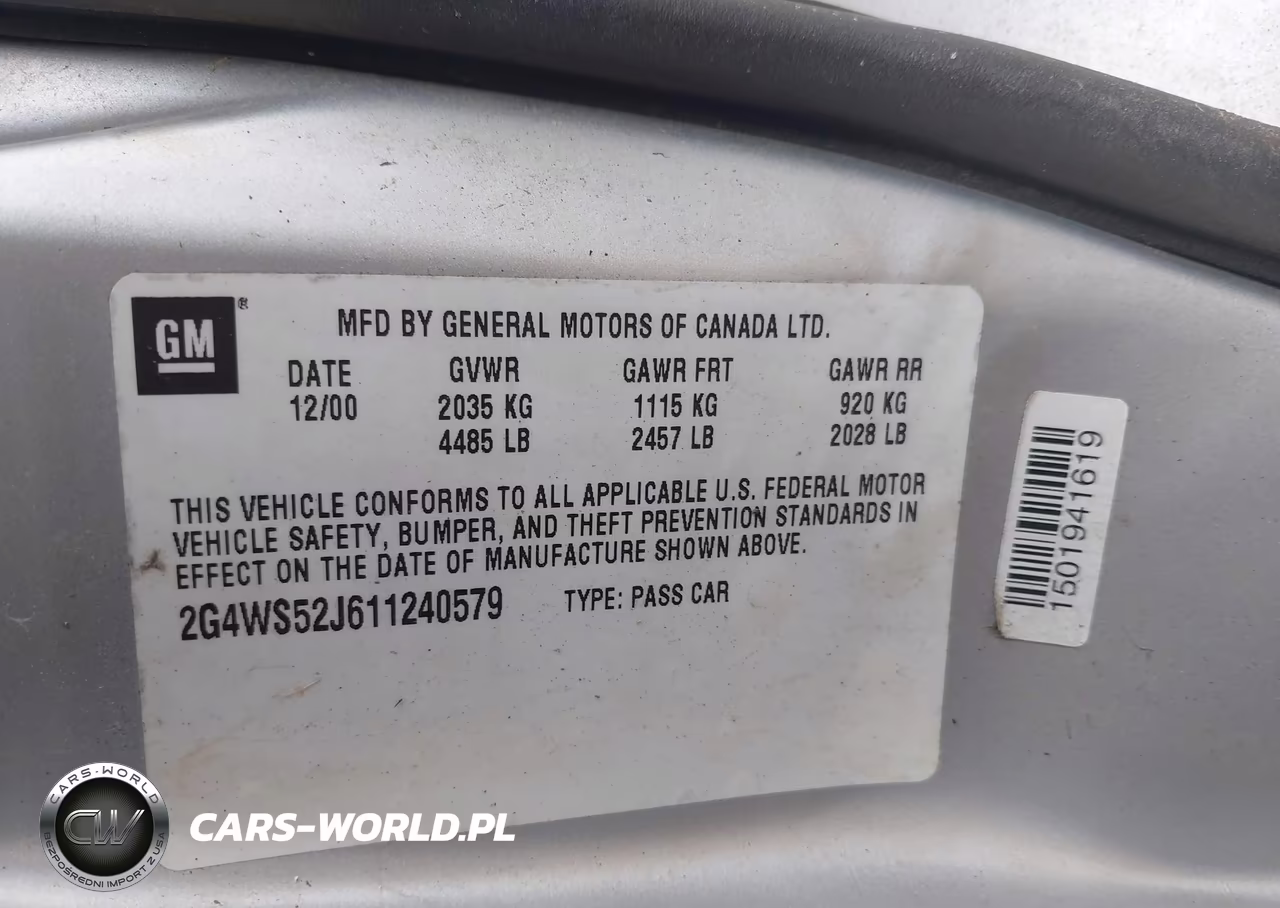 2001 Buick Century Custom VIN:2G4WS52J611240579 - 9