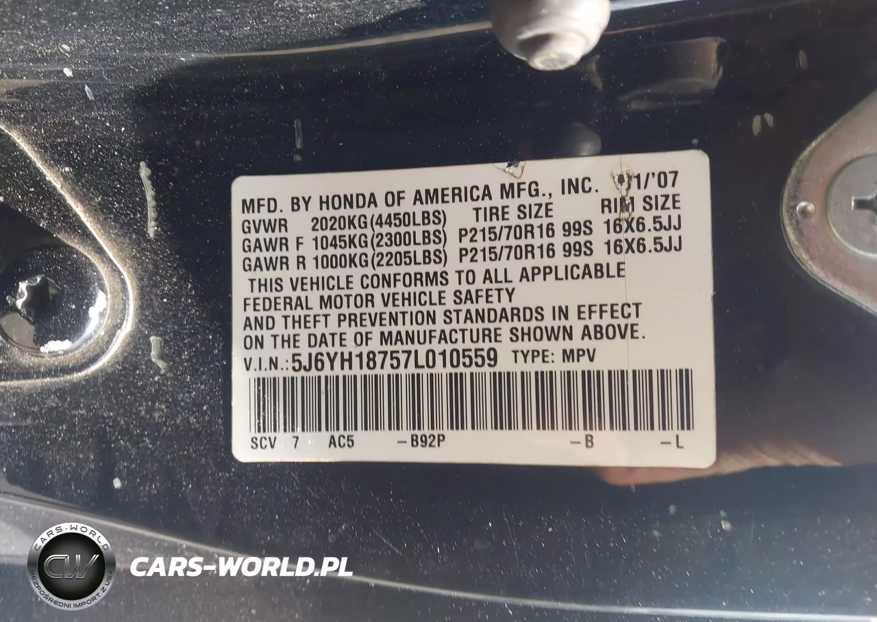 2007 Honda Element Ex VIN:5J6YH18757L010559 - 9
