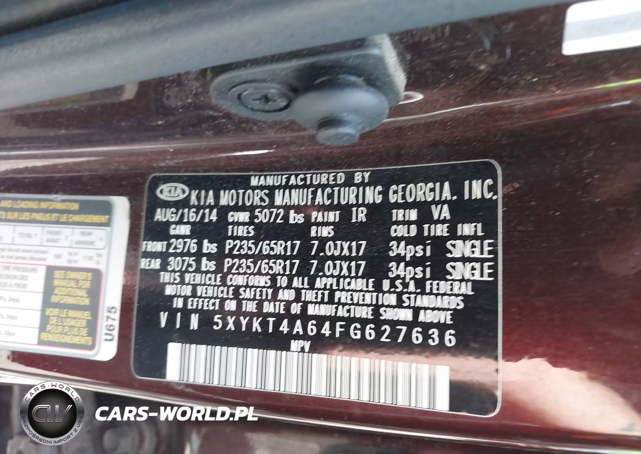 2015 Kia Sorento Lx VIN:5XYKT4A64FG627636 - 9
