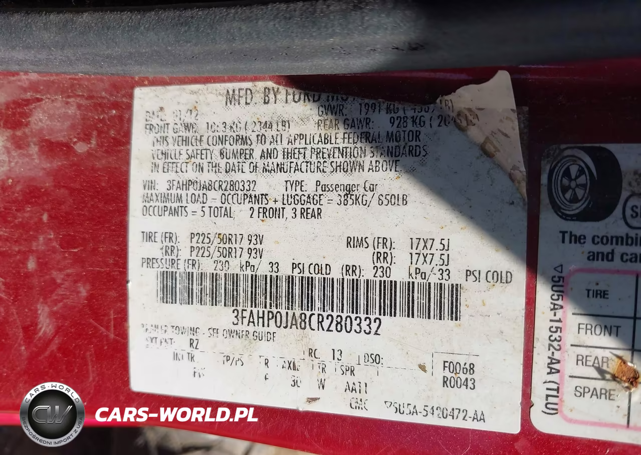 2012 Ford Fusion Sel VIN:3FAHP0JA8CR280332 - 9