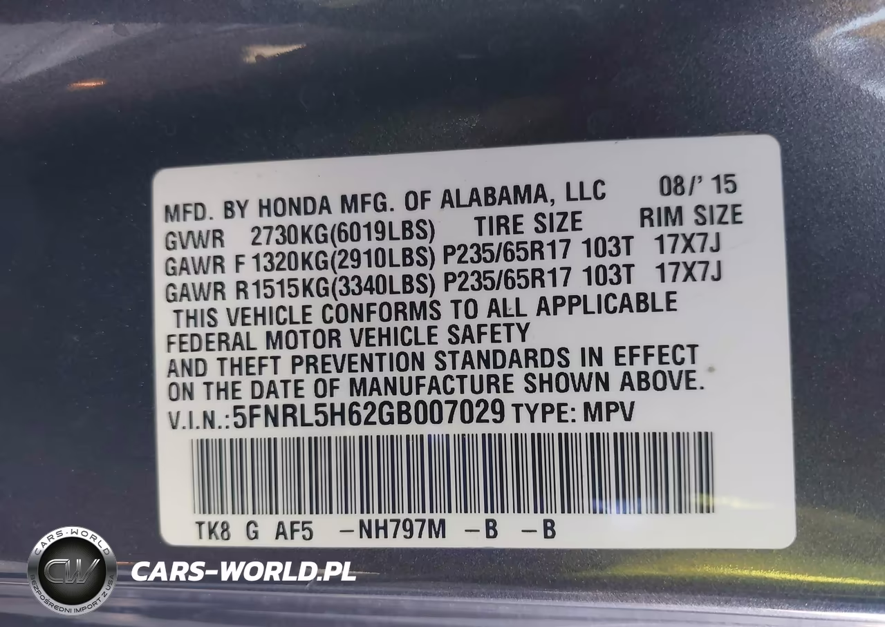 2016 Honda Odyssey Ex-L VIN:5FNRL5H62GB007029 - 9