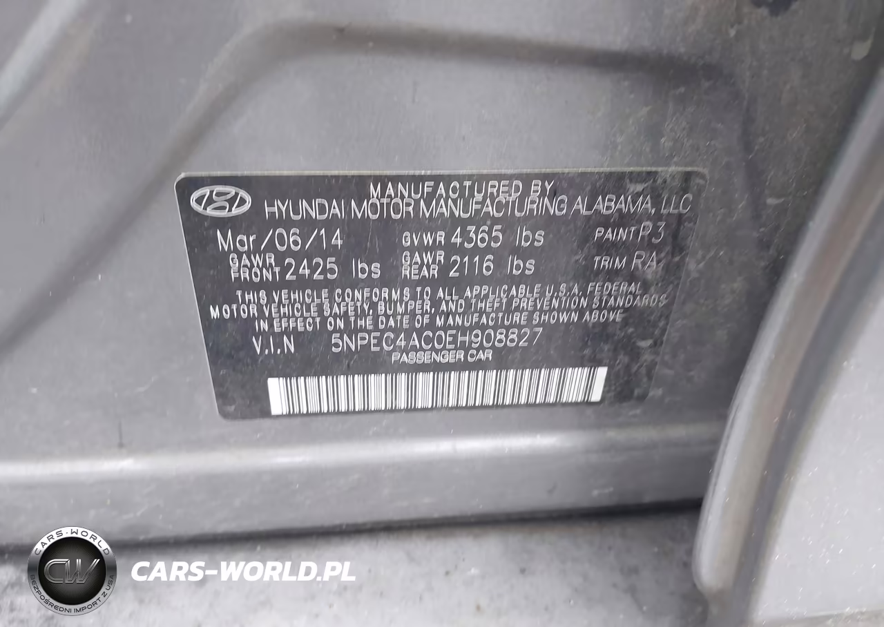 2014 Hyundai Sonata Se VIN:5NPEC4AC0EH908827 - 9