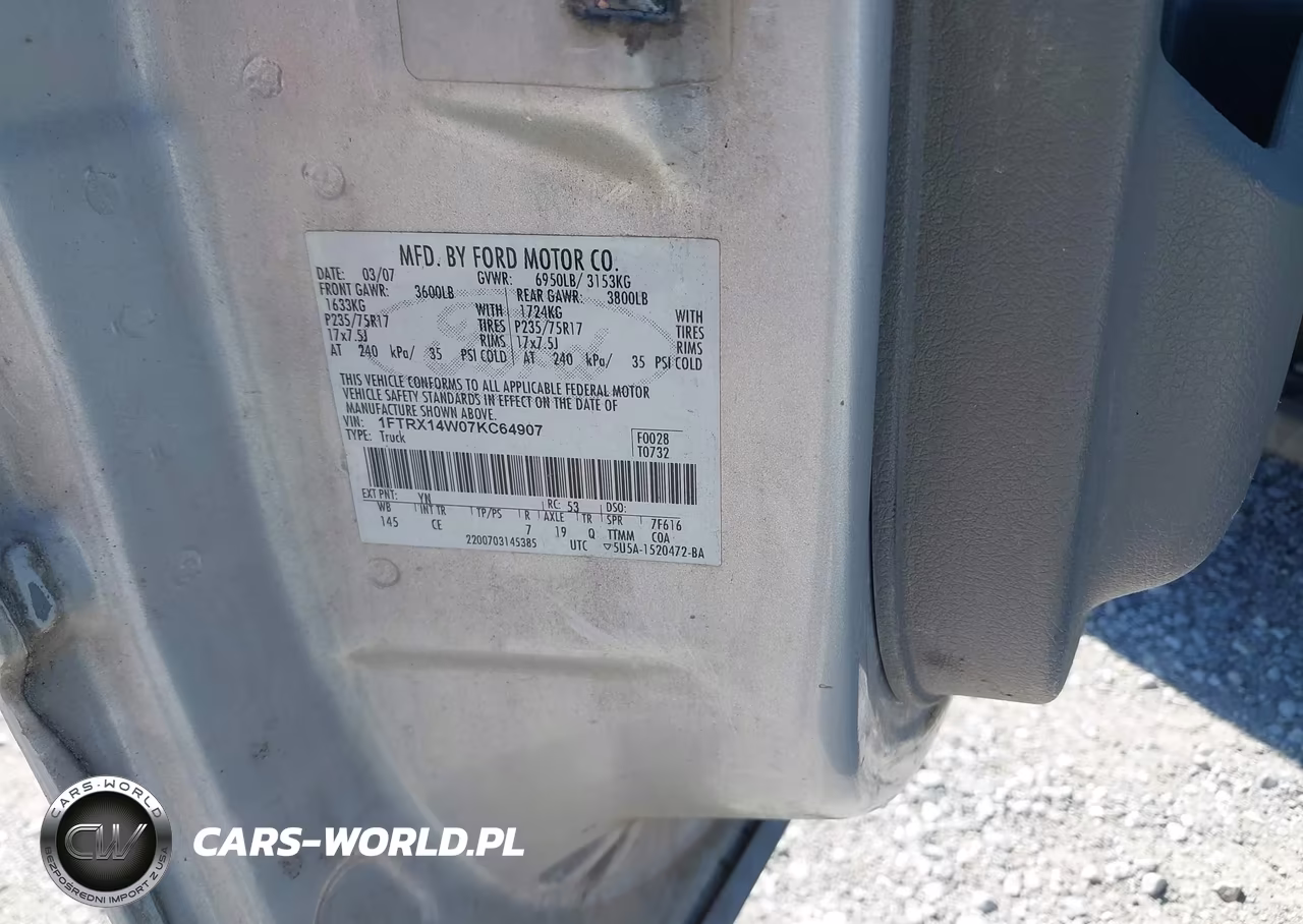 2007 Ford F-150 Fx4-Stx-Xl-Xlt VIN:1FTRX14W07KC64907 - 9