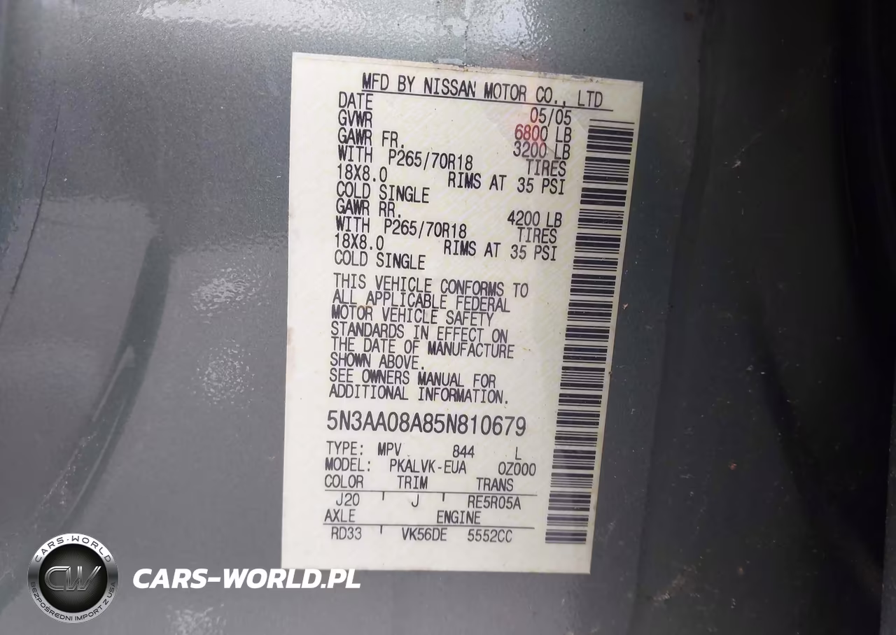 2005 Infiniti Qx56 VIN:5N3AA08A85N810679 - 9