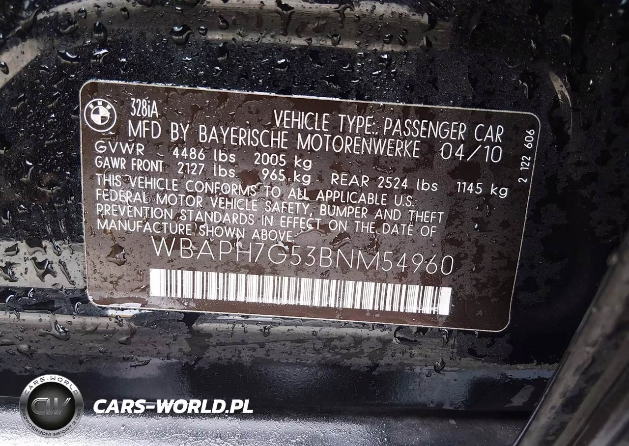 2011 BMW 328I VIN:WBAPH7G53BNM54960 - 9
