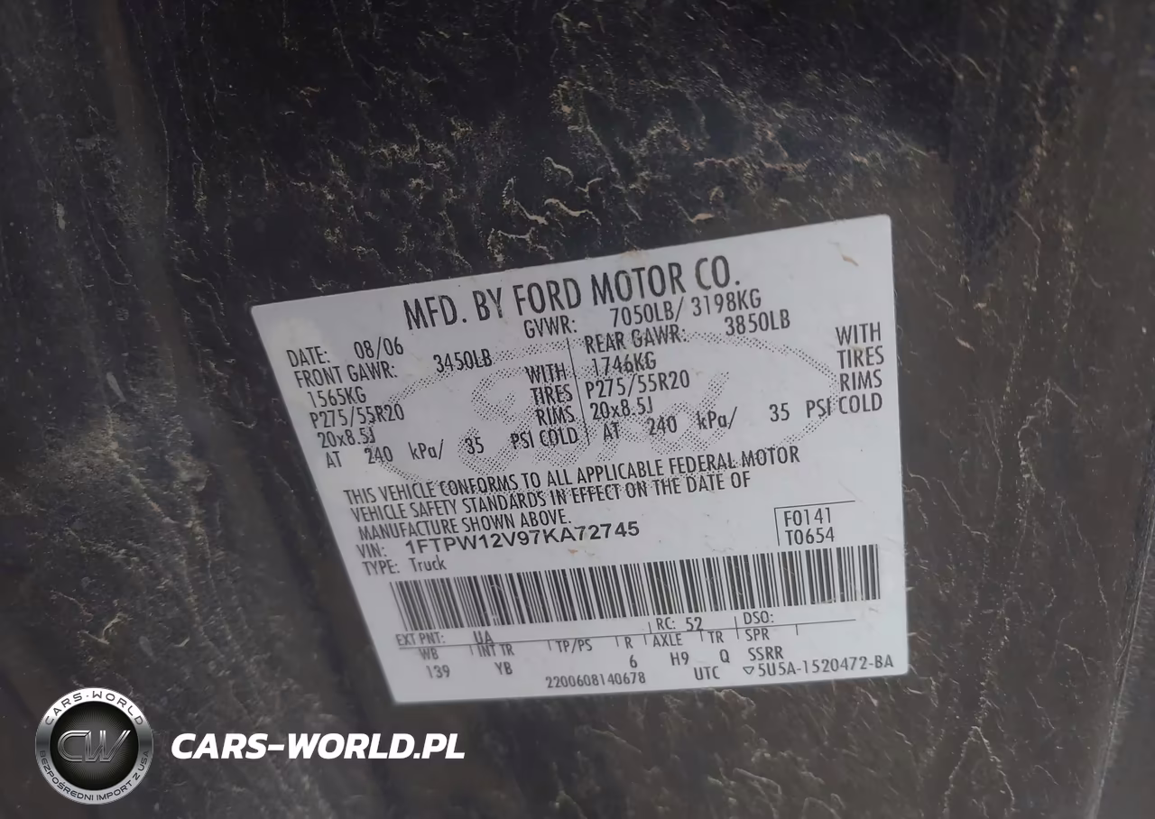 2007 Ford F-150 Lariat-Xlt VIN:1FTPW12V97KA72745 - 9