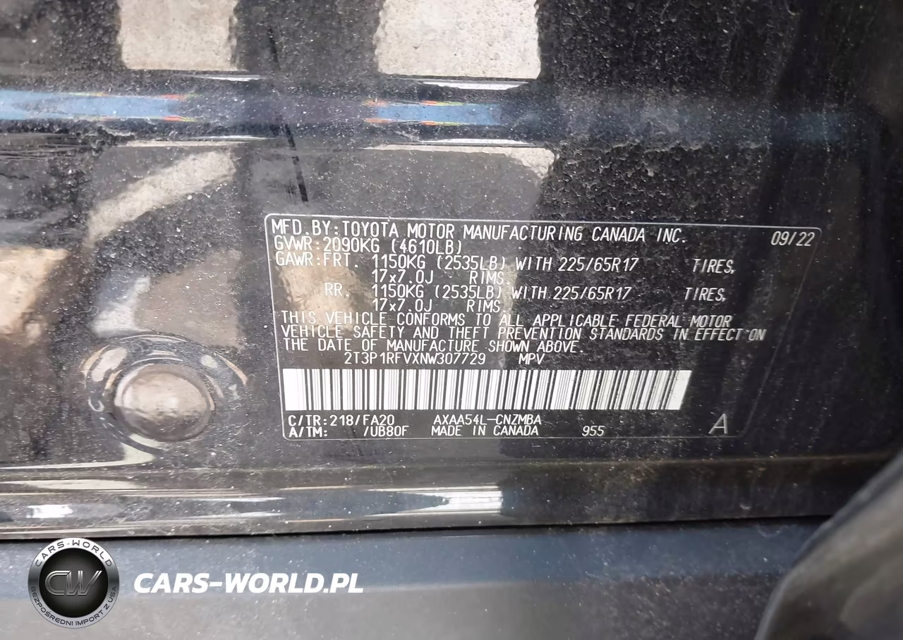 2022 Toyota Rav4 Xle VIN:2T3P1RFVXNW307729 - 9