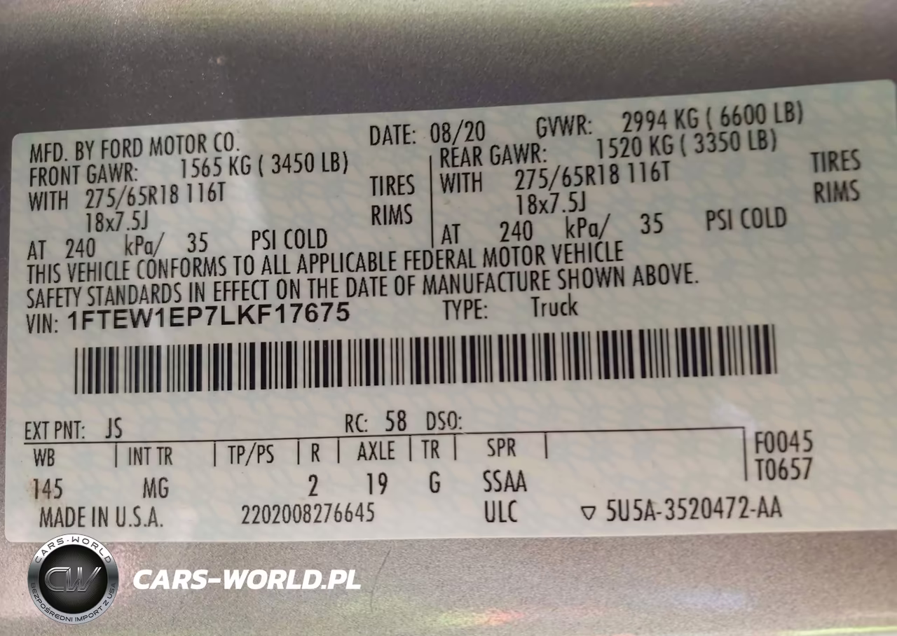 2020 Ford F-150 Xlt VIN:1FTEW1EP7LKF17675 - 9