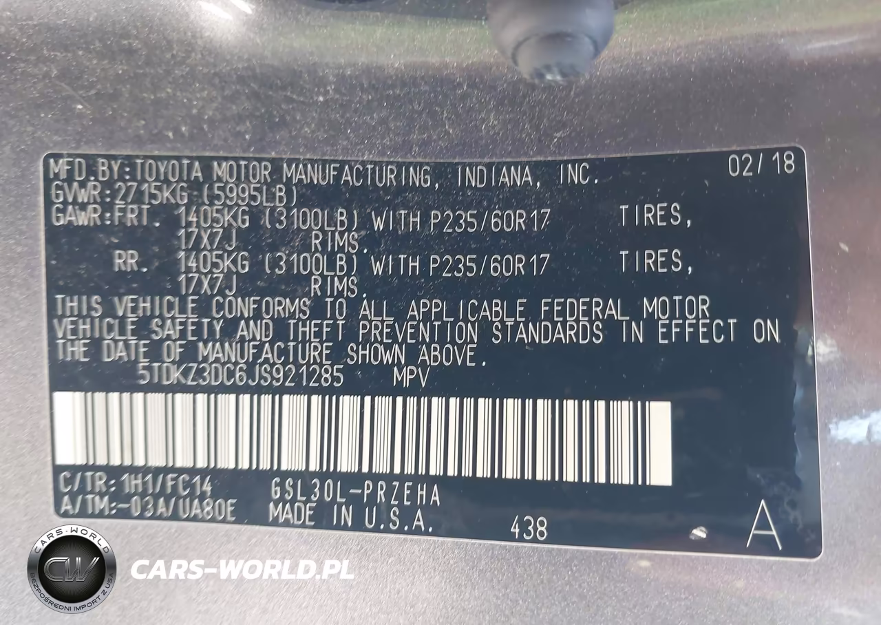 2018 Toyota Sienna Le 8 Passenger VIN:5TDKZ3DC6JS921285 - 9