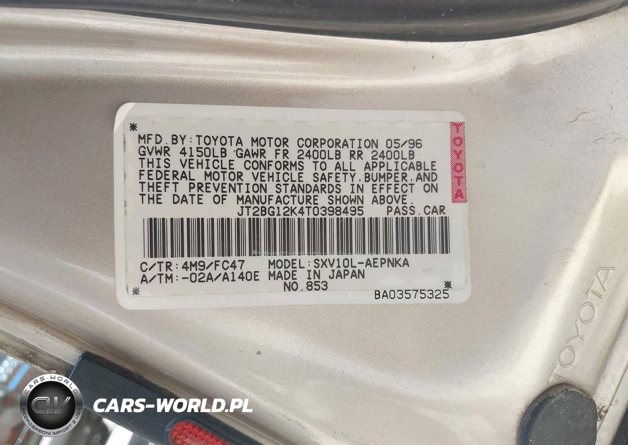 1996 Toyota Camry Dx-Le-Xle VIN:JT2BG12K4T0398495 - 9