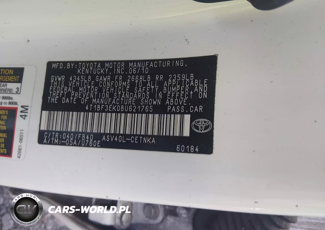 2011 Toyota Camry Le VIN:4T1BF3EK0BU621765 - 9