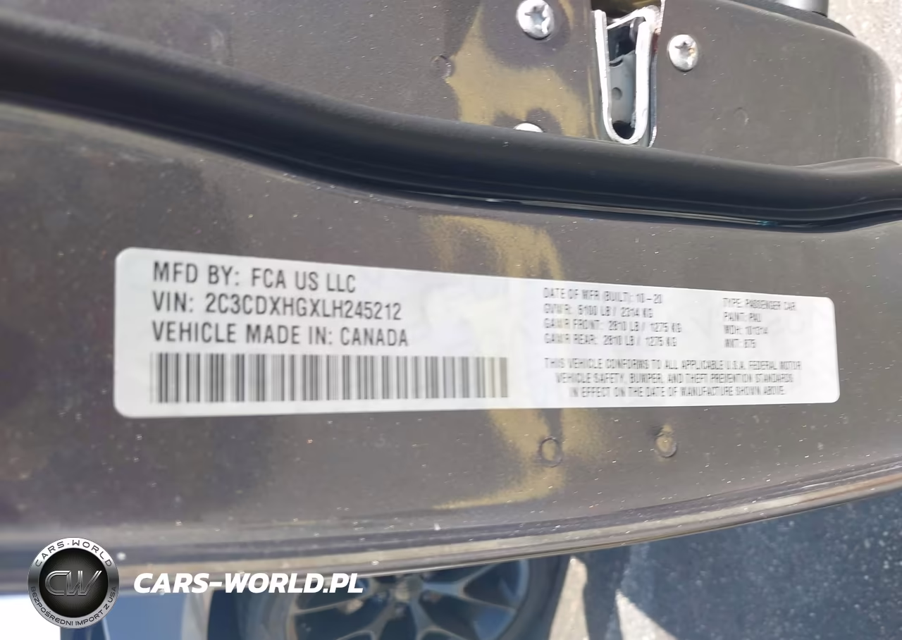 2020 Dodge Charger Gt Rwd VIN:2C3CDXHGXLH245212 - 9