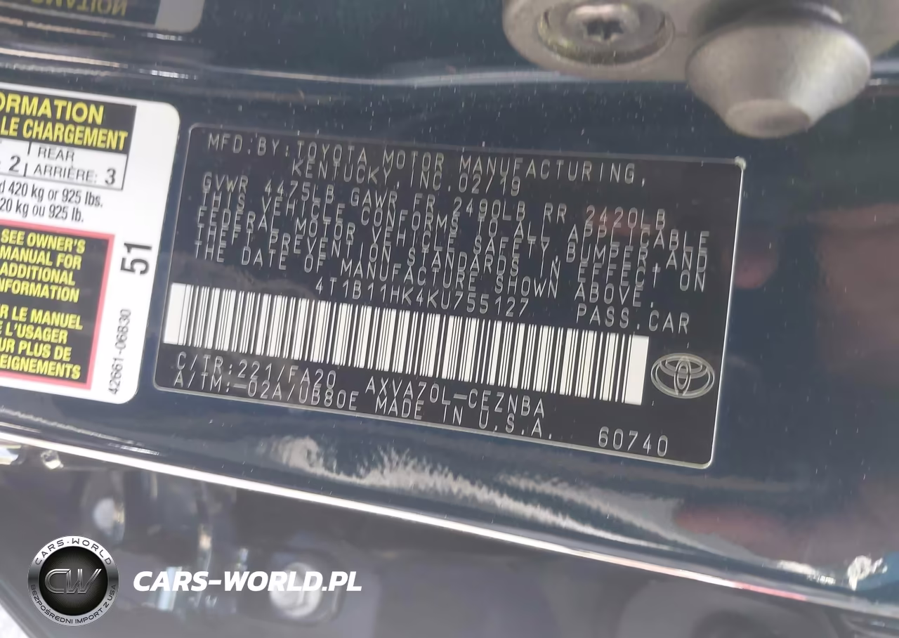 2019 Toyota Camry Le VIN:4T1B11HK4KU755127 - 9